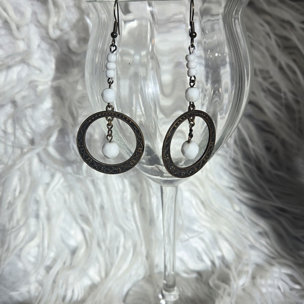 Elegant Silver and White Dangle Earrings